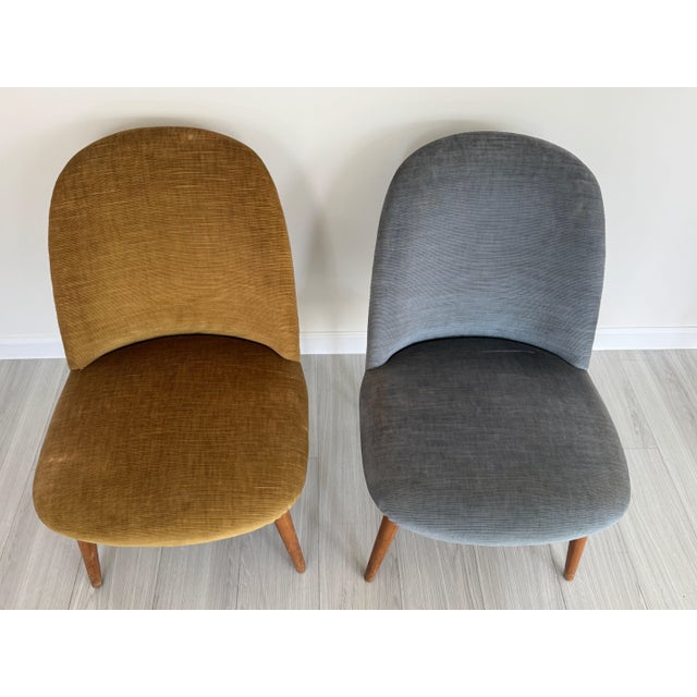 Vintage 1950s Mid Century Modern Upholstered Accent Chairs - Set of 2 For Sale - Image 4 of 7
