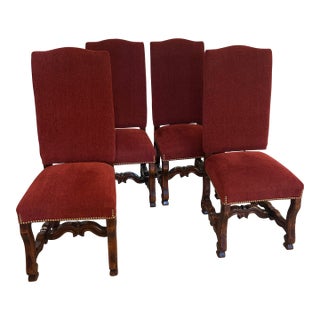 Set of 4 Louis XIV Style Upholstered Dining Room Chairs For Sale