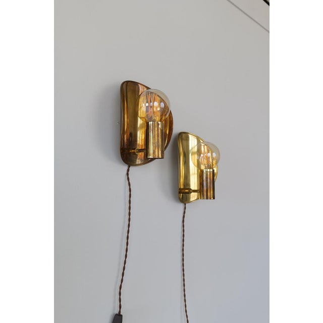 Mid-Century Modern Brass Wall Sconces, Sweden, 1960s, Set of 2 For Sale - Image 4 of 17