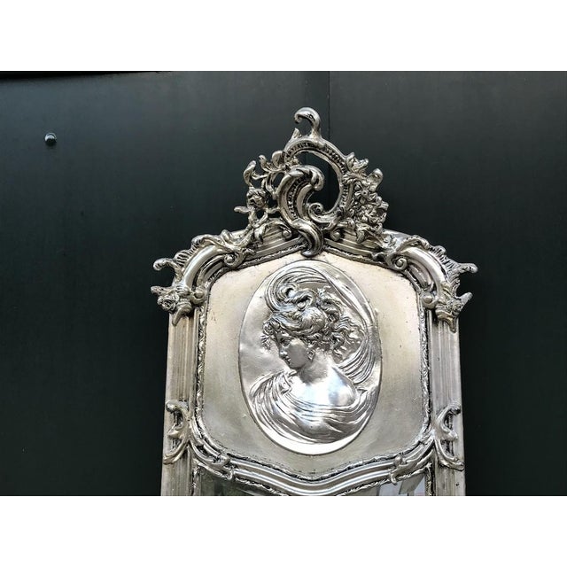 Wood Mid20C Italian Rococo Silver Beech Floor Mirrors-Pair For Sale - Image 7 of 12