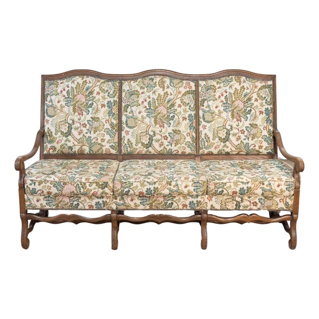 20th Century French Mutton Leg Walnut Sofa For Sale