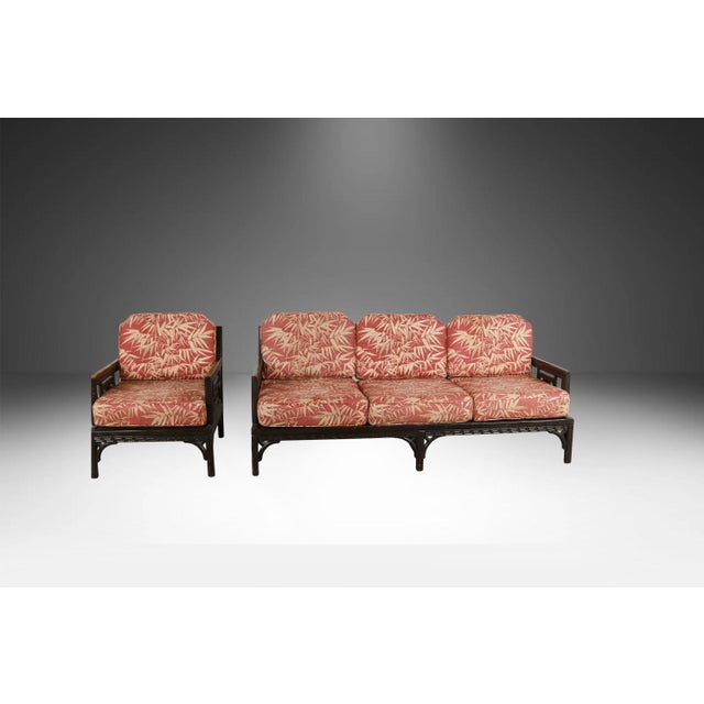 Vintage Chinese Chinoiserie Fretwork Sofa and Armchair Settee 2 Pieces For Sale - Image 14 of 14