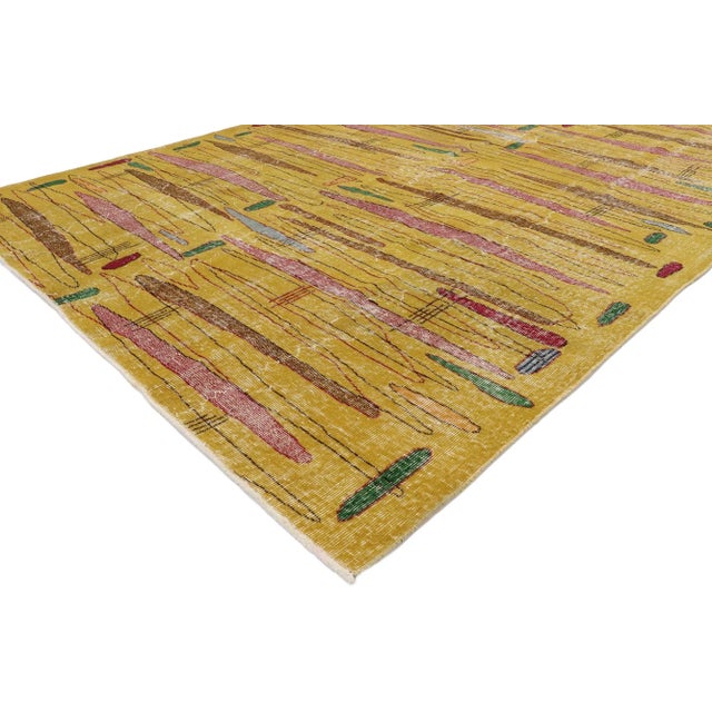 Turkish Zeki Muren Distressed Vintage Turkish Sivas Rug - 06'08 X 09'00 For Sale - Image 3 of 10