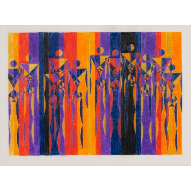 Geometric Colorist Project Surrealist Drawings, France Circa 1960 For Sale - Image 4 of 12