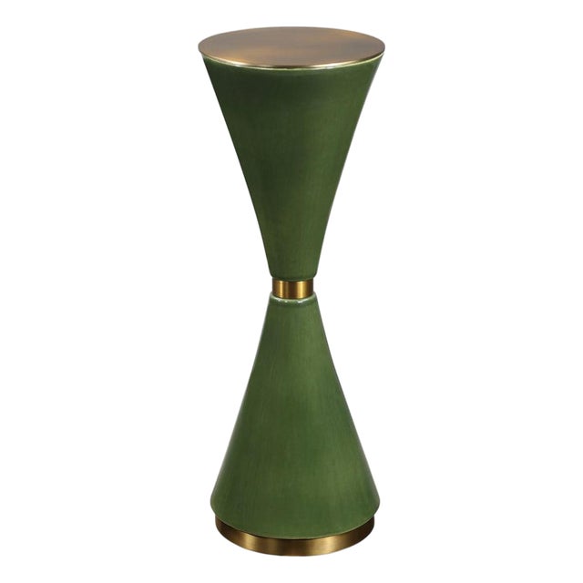 Midcentury Modern Green Hourglass Narrow Drink Table For Sale