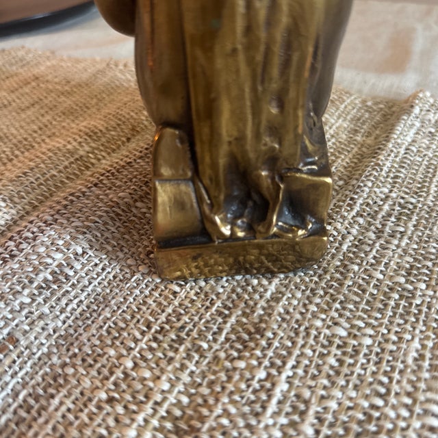 1970s Pompeian Art Deco Bronze Literature Bookend For Sale - Image 4 of 6