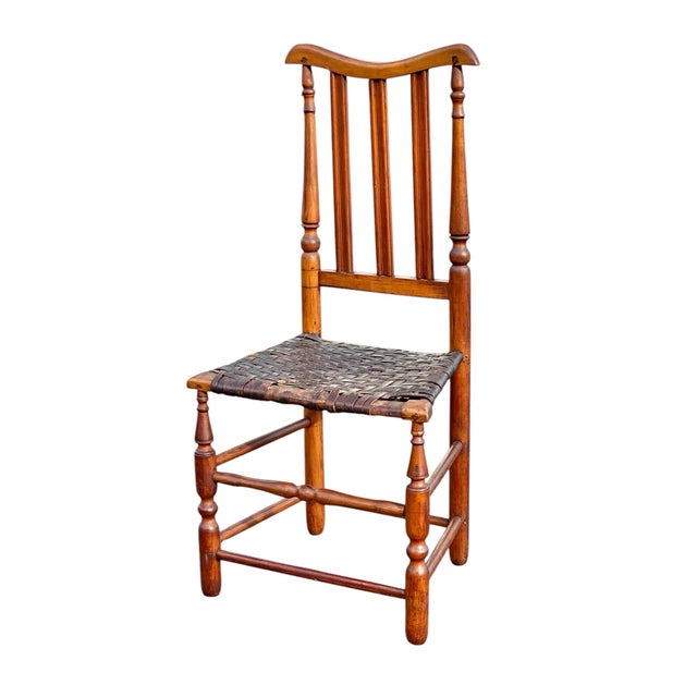 American 18th Century Antique William & Mary Period Yoke Back Chair With Splint Seat For Sale - Image 3 of 10