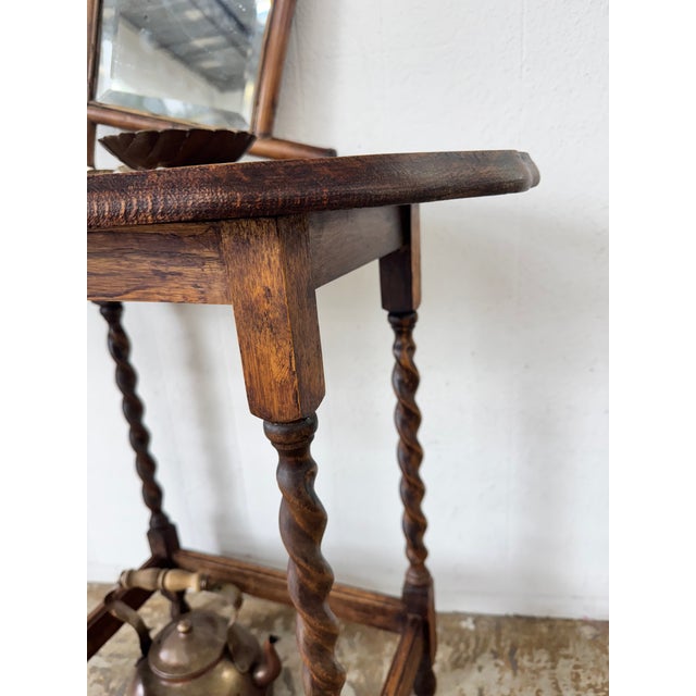 English Antique English Barley-Twist Side Table With Scalloped Top, C. 1900 For Sale - Image 3 of 9