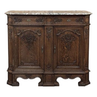 19th Century Belgian Liégeoise Oak Buffet With Saint-Remy Marble Top For Sale