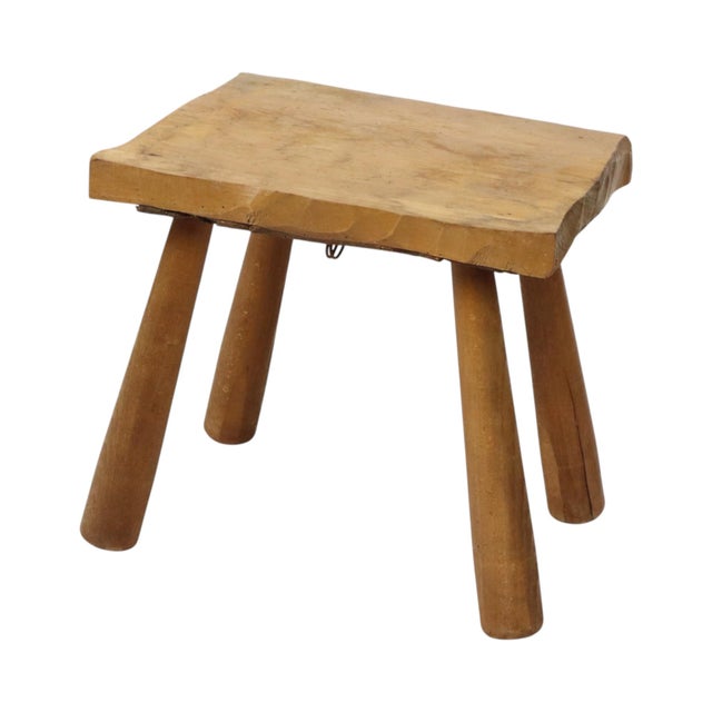 Brutalist Rustic Wood Milking Stool, 1950s For Sale - Image 4 of 18