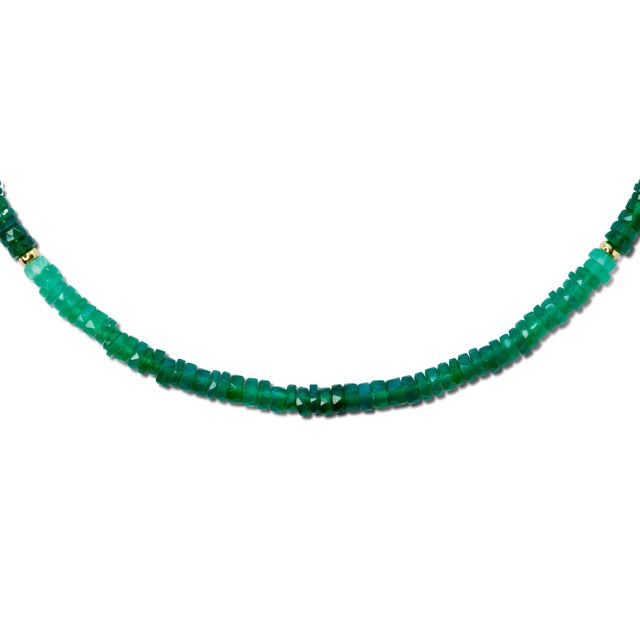 Green Agate Ombre Gold Bead Necklace For Sale In New York - Image 6 of 8