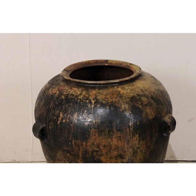 Early 20th Century Early 20th Century Guatemalan Ceramic Jar on Custom Scrolled Stand with Patina & Warm Hues For Sale - Image 5 of 10