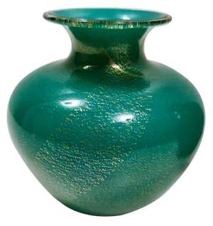 Alga Cased Vase in Green Glass with Gold Leaf by Tomaso Buzzi for Venini, 1930s