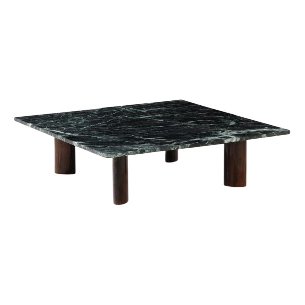 Coffee Table in Marble and Imbua Wood by Joaquim Tenreiro, 1950s For Sale