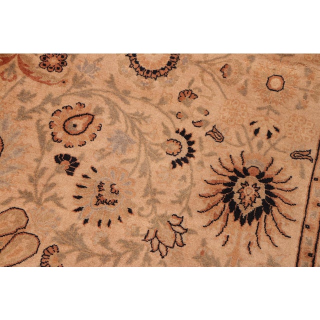 Shabby Chic 1990's Pak-Persian Tan/Green Wool Rug - 6'1'' X 8'11'' For Sale In New York - Image 6 of 9