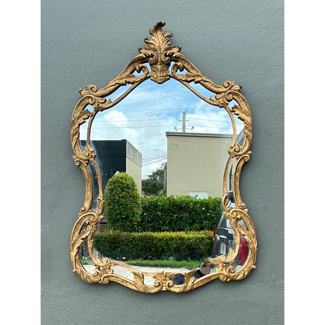 Vintage Rococo Style Gold Frame Mirror For Sale In West Palm - Image 6 of 12