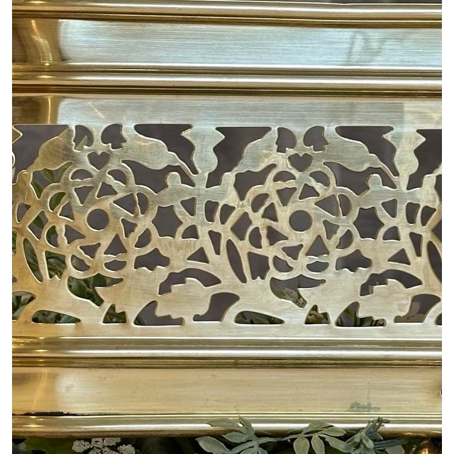 Metal Antique Brass Fireplace Fender Pierced English Brass, Circa 1890's For Sale - Image 7 of 9