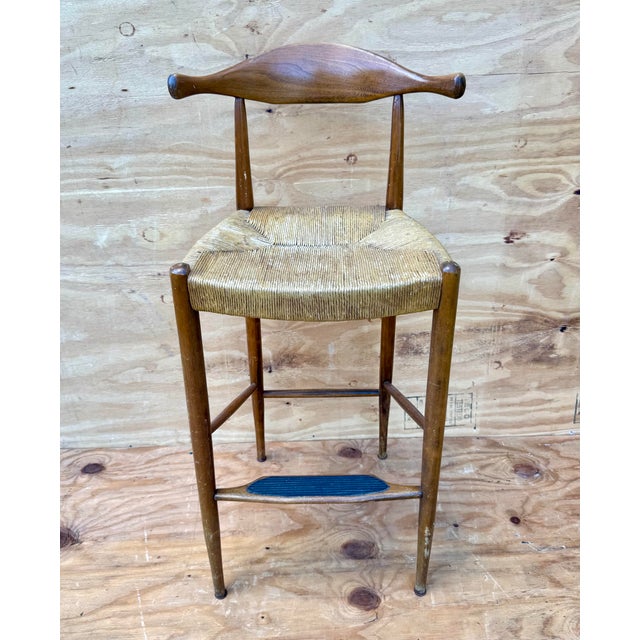 Can’t find any of these with a padded carved footplate! Striking and sculptural, this Vintage Modern Danish cow horn bar...