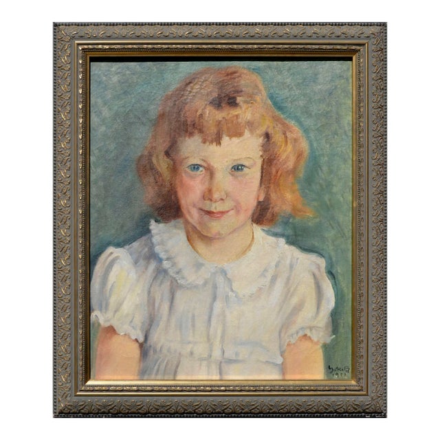 Mid-Century Portrait of a Young Girl With Red Hair For Sale