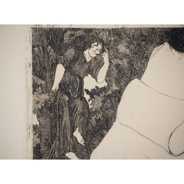 Jean Vyboud, Breton Woman in Prayer, Original Signed Etching For Sale - Image 4 of 8