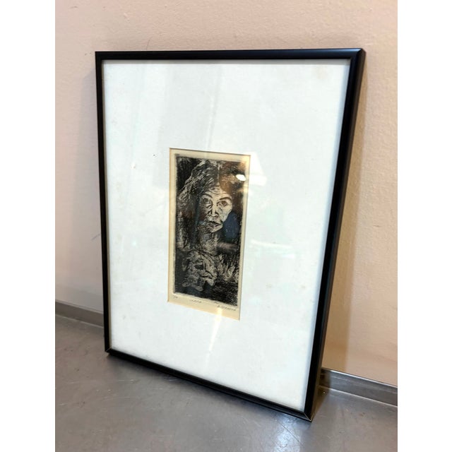 1960s-70s D. Stratton black/white woman with skull "Ulrica" original print, numbered 1/6. Measures 12.5" x 9.5" including...