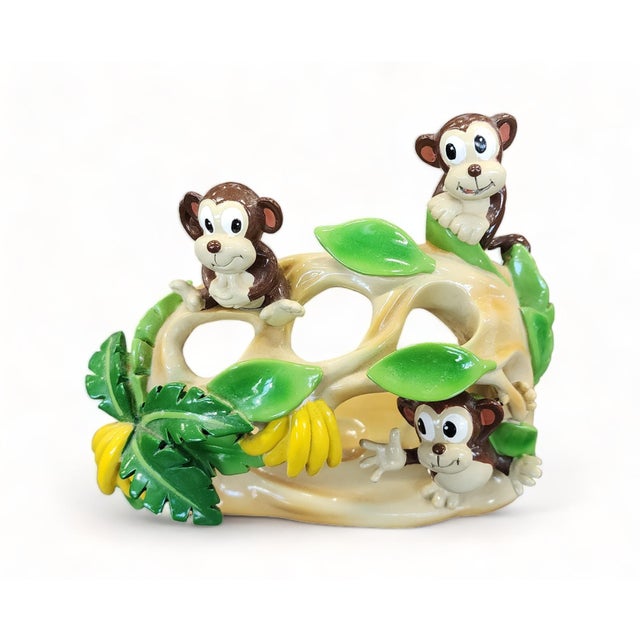 Contemporary Vintage Child's Ceramic Monkey Themed Bathroom Toothbrush Holder Stand For Sale - Image 3 of 9