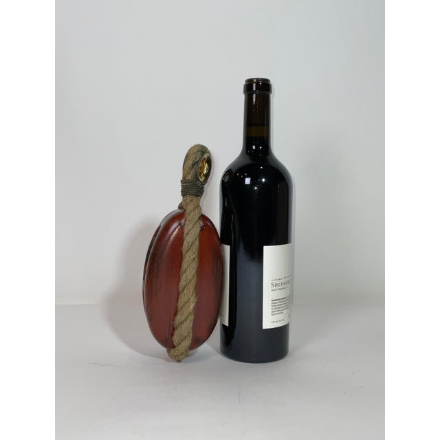 American Single Brass Sheave Yacht Pulley Block with Rope Stropping For Sale - Image 3 of 7