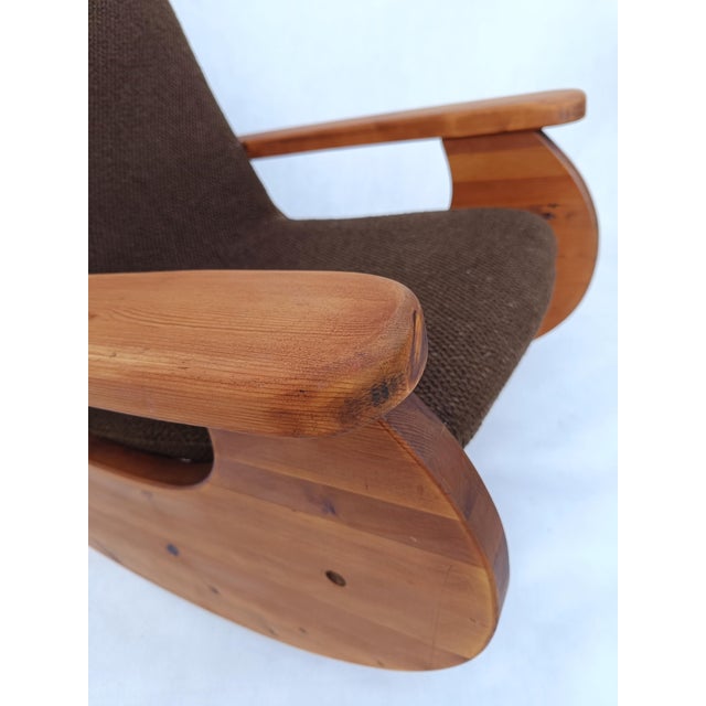 Wood Large Brutalist Pine Rocking Chair from Wasa, 1987 For Sale - Image 7 of 12