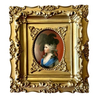 Antique Hand-Painted Georgian Miniature Portrait of Sarah Siddons in Gilt Frame For Sale