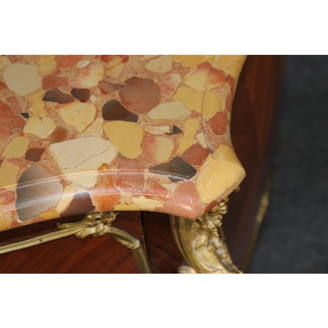 Late 19th C French Louis XV Style Breche D Alep Marble Top Commode For Sale - Image 10 of 15