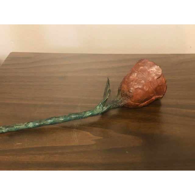 Red Late 20th Century Brutalist Cast Iron Rose Sculpture For Sale - Image 8 of 11