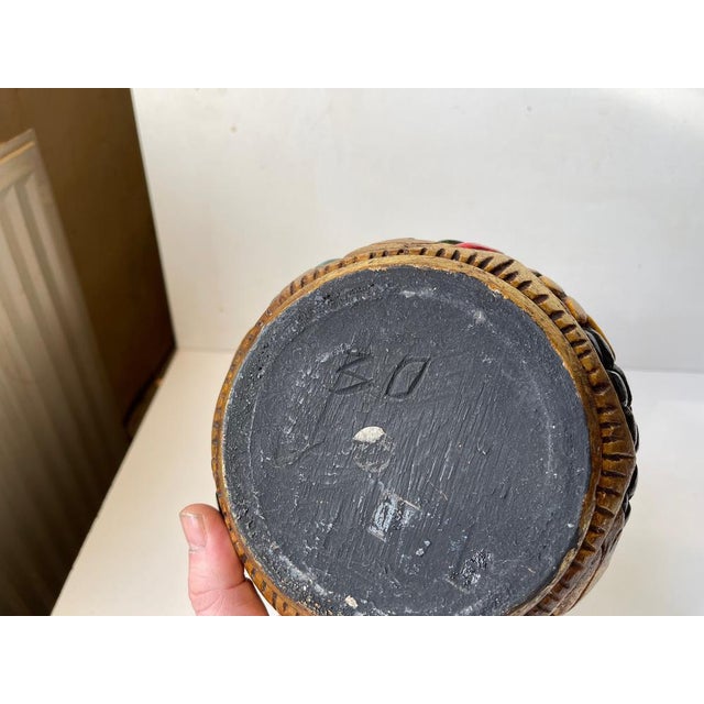 Vintage Wooden Jar Carved with Fruits, 1980s For Sale - Image 4 of 7