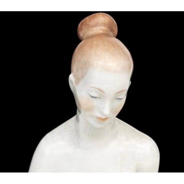 Mid-Century Modern Vintage Budapest Hungary Hand-Painted Ceramic Nude Female Figurine Sculpture, Mid-Century Modern For Sale - Image 3 of 7