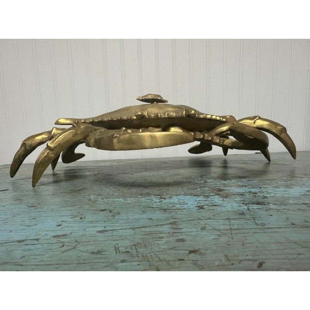 Late 20th Century Vintage Extra Large Brass Crab Figure Box, With Baby Crab on Back For Sale - Image 6 of 11