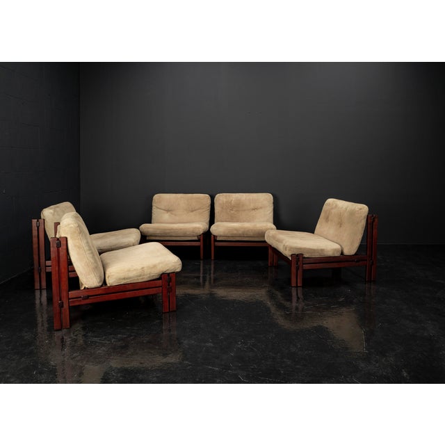 1960s Brutalist Lounge Chairs in Pine and Leather by Carl Straub, 1960s, Set of 5 For Sale - Image 5 of 18