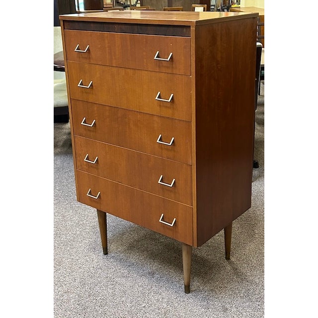 1960s Vintage Teak Chest With Five Drawers For Sale - Image 5 of 10