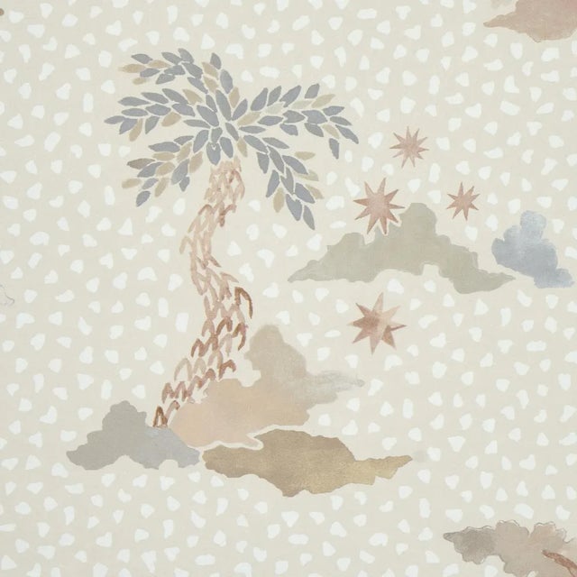 Illustration Schumacher x Happy Menocal Valetta Wallpaper In Moonstone For Sale - Image 3 of 5