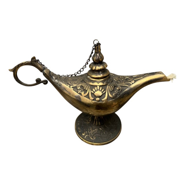 Rustic Genie Lamp with Chain Lid For Sale