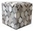 Handmade Diamond Patchwork Cowhide Leather Ottoman Pouf 18x18x18 in Neutral For Sale