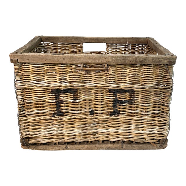 1900s Felix Potin Wicker Wine Crate For Sale