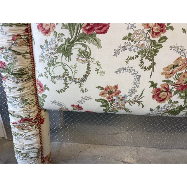 Vintage Floral Chintz Upholstered Arched Queen Headboard, Traditional, English Countryside, Custom Upholstery For Sale - Image 11 of 12