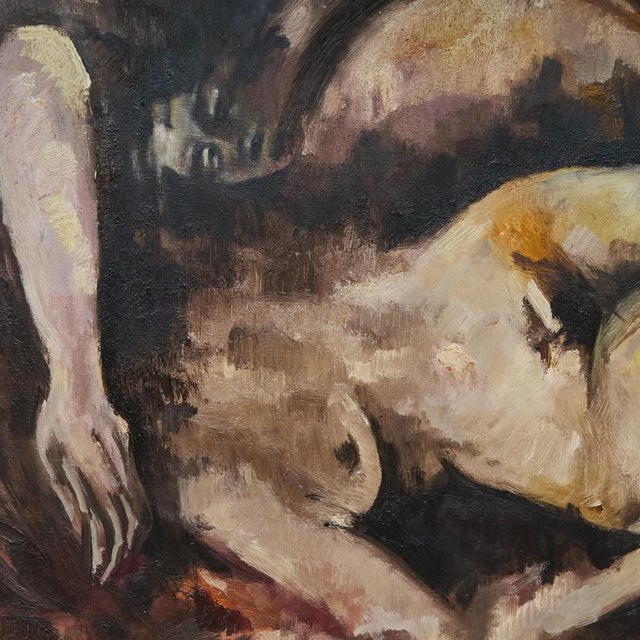 Joseph 'Zef' Clement, Large Expressionistic Nude, Oil on Canvas, 1976 For Sale - Image 4 of 10