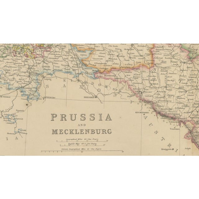 Antique Map of Prussia and Mecklenburg, Germany, 1860s For Sale - Image 3 of 10