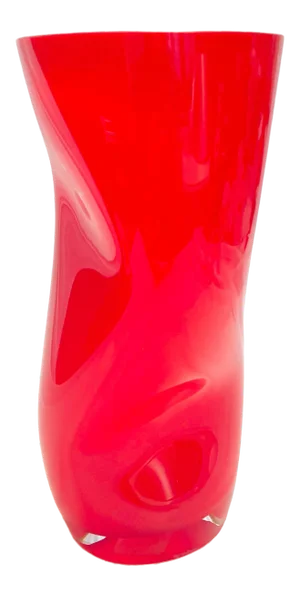 Vintage Squeeze Orrefors Red Blown Vase