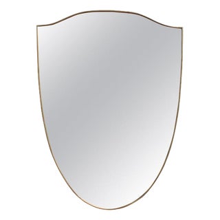 Mid-Century Italian Wall Mirror with Brass Frame by Gio Ponti, 1960s For Sale