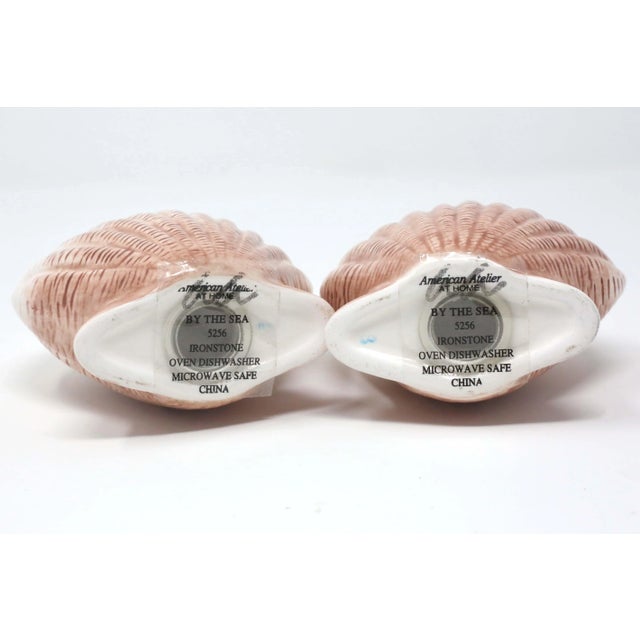 Ceramic Scallop Shell "By the Sea" Salt & Pepper Shakers by American Atelier - Set of 2 For Sale - Image 7 of 9