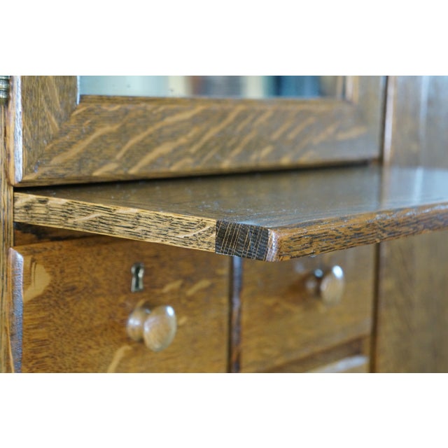 Antique American Empire Style Quartersawn Oak Chifferobe Wardrobe Dresser Closet For Sale - Image 14 of 18