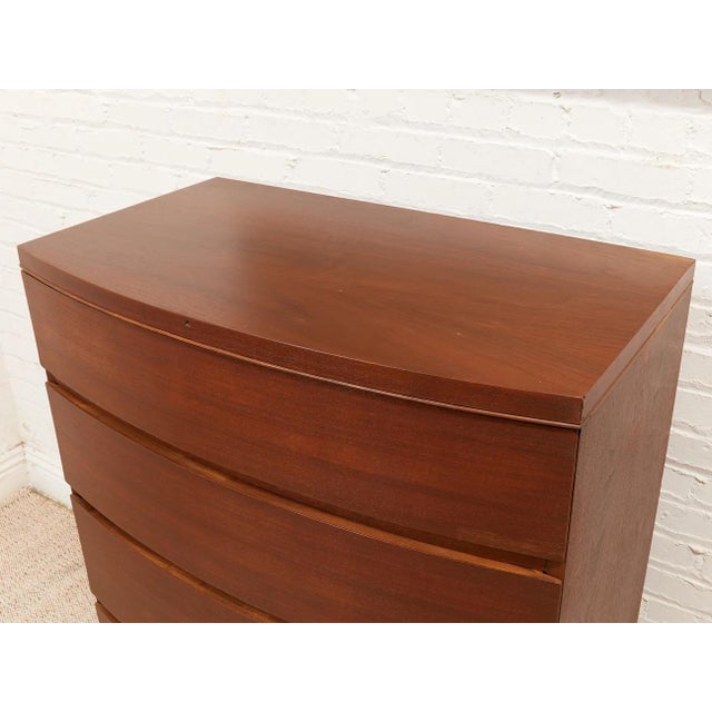 Wood Mid 20th Century Five Drawer Bowed Front Art Deco Dresser Highboy For Sale - Image 7 of 11