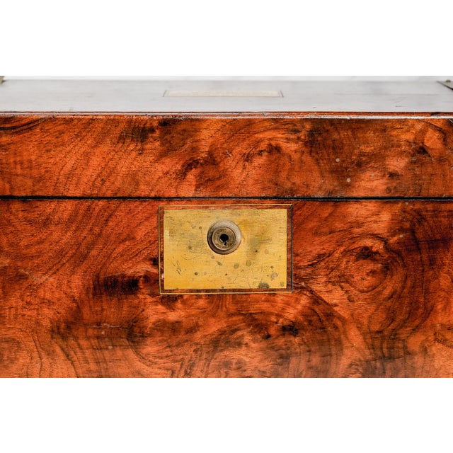 19th Century Incredible Large Victorian Antique Brass and Wood Writing Slope Box Lap Desk English Country Home Decor For Sale - Image 5 of 18