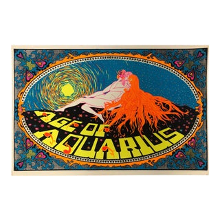 Vintage “Age of Aquarius” Signed Silk Screen Print For Sale